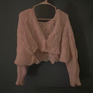 Cropped white fuzzy sweater, never worn.